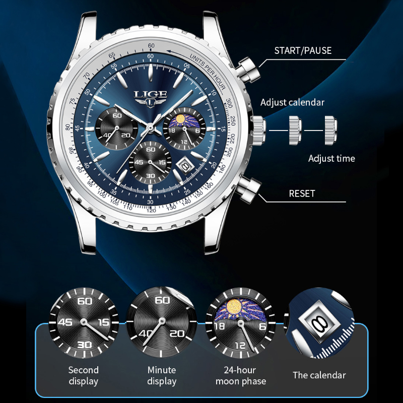 LIGE Brand Luxury Quartz Man W - Luxury Watch Magazine 评论和价格