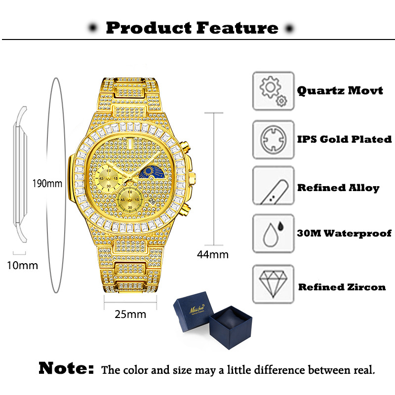 MISSFOX Luxury Gold Watches Me - Luxury Watch Iceberg 评论和价格