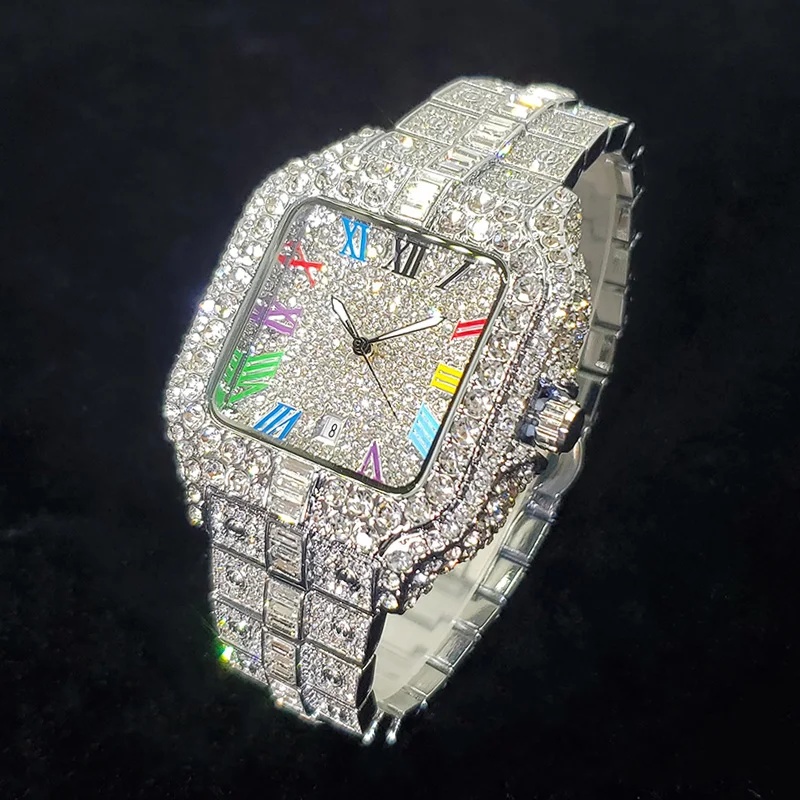 New Luxury Iced‑Out Square Qua - Luxury Watch Iceberg 评论和价格